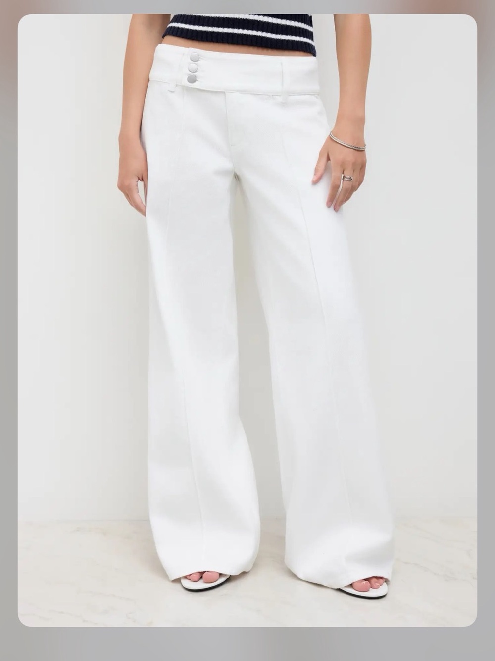 CIDER WHITE DENIM LOW RISE BAGGY JEANS L